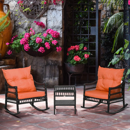 3-Piece Outdoor PE Rattan Rocker Chair Set, 25x26x28, Orange Outdoor Rocking Chairs at Gallery Canada