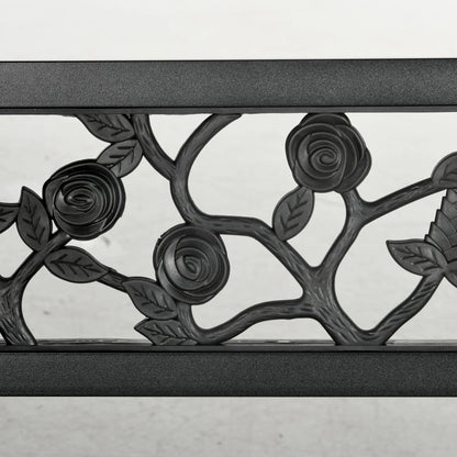 50" Outdoor Bench, Metal Frame Patio Loveseat, Floral Backrest, Black Outdoor Benches at Gallery Canada