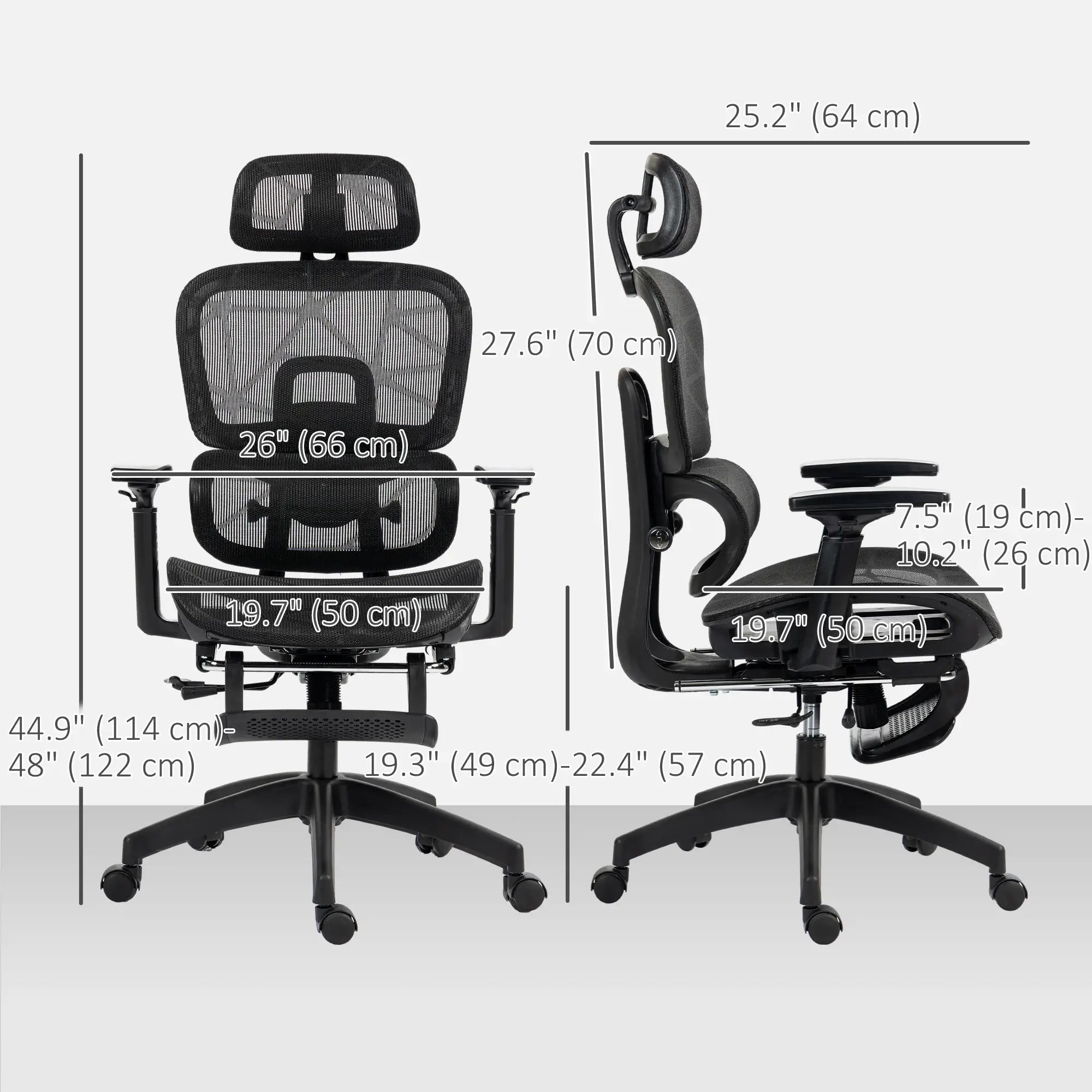 Mesh Office Chair, 3D Armrest, High Back, Lumbar Support, 135° Recline, Adjustable Headrest, Black Executive & Manager Chairs at Gallery Canada