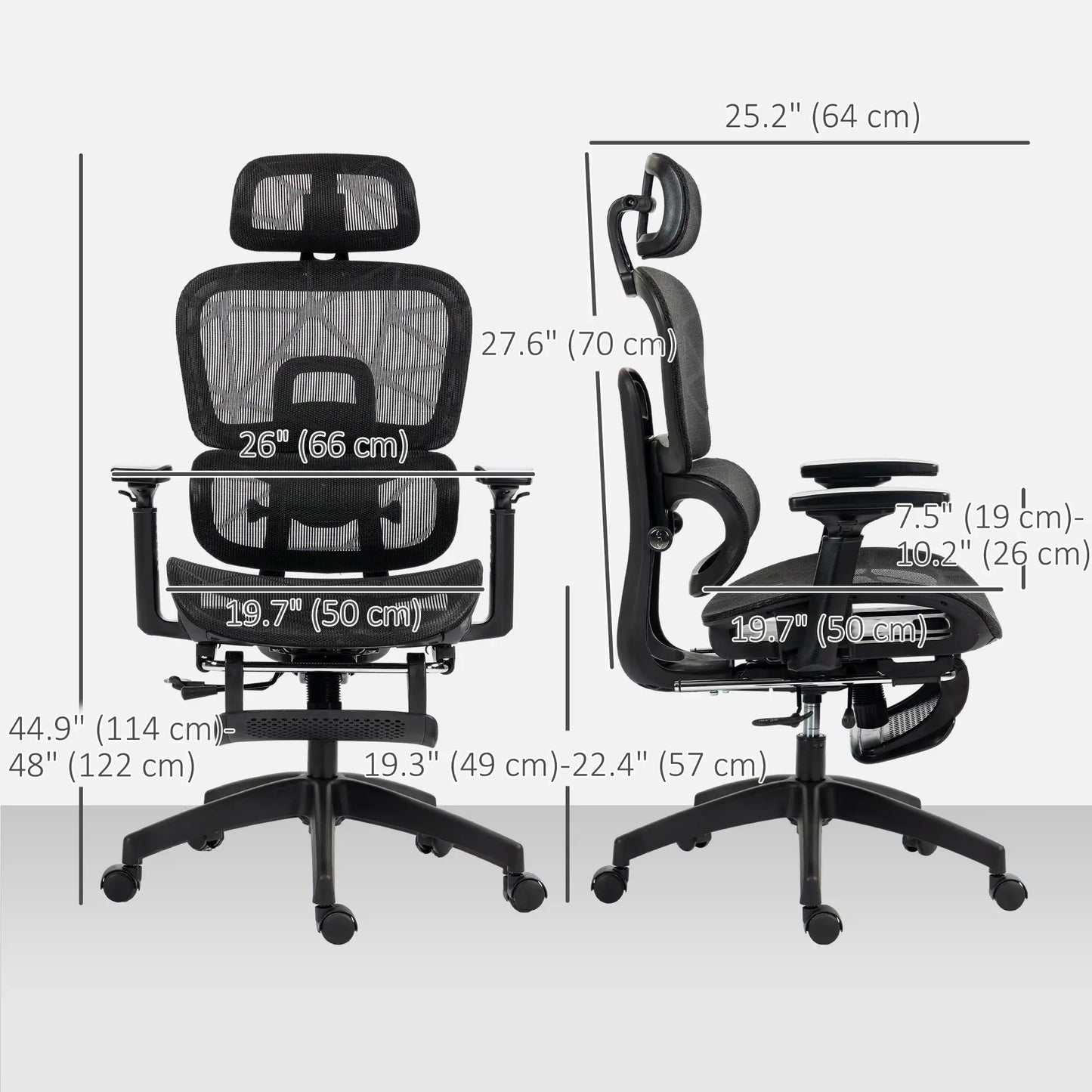 Mesh Office Chair, 3D Armrest, High Back, Lumbar Support, 135° Recline, Adjustable Headrest, Black Executive & Manager Chairs at Gallery Canada
