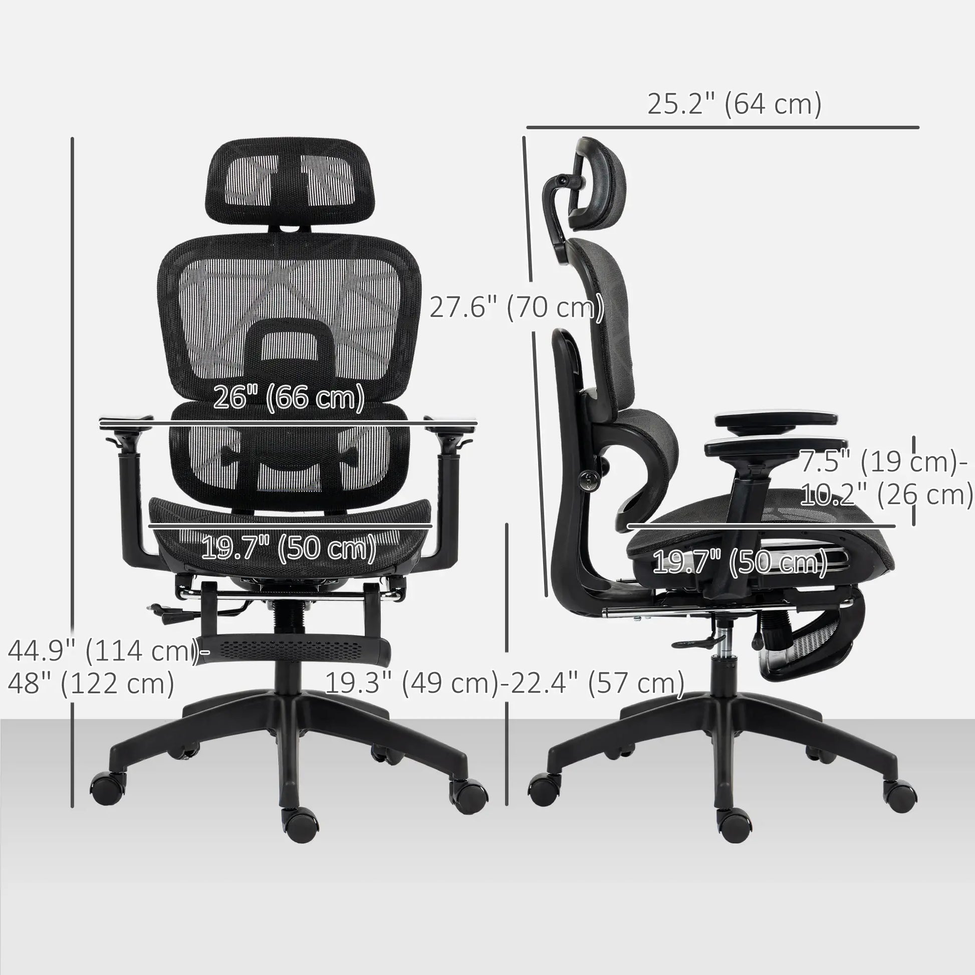 Mesh Office Chair, 3D Armrest, High Back, Lumbar Support, 135° Recline, Adjustable Headrest, Black Executive & Manager Chairs at Gallery Canada