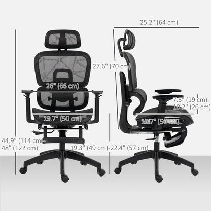 Mesh Office Chair, 3D Armrest, High Back, Lumbar Support, 135° Recline, Adjustable Headrest, Black Executive & Manager Chairs at Gallery Canada