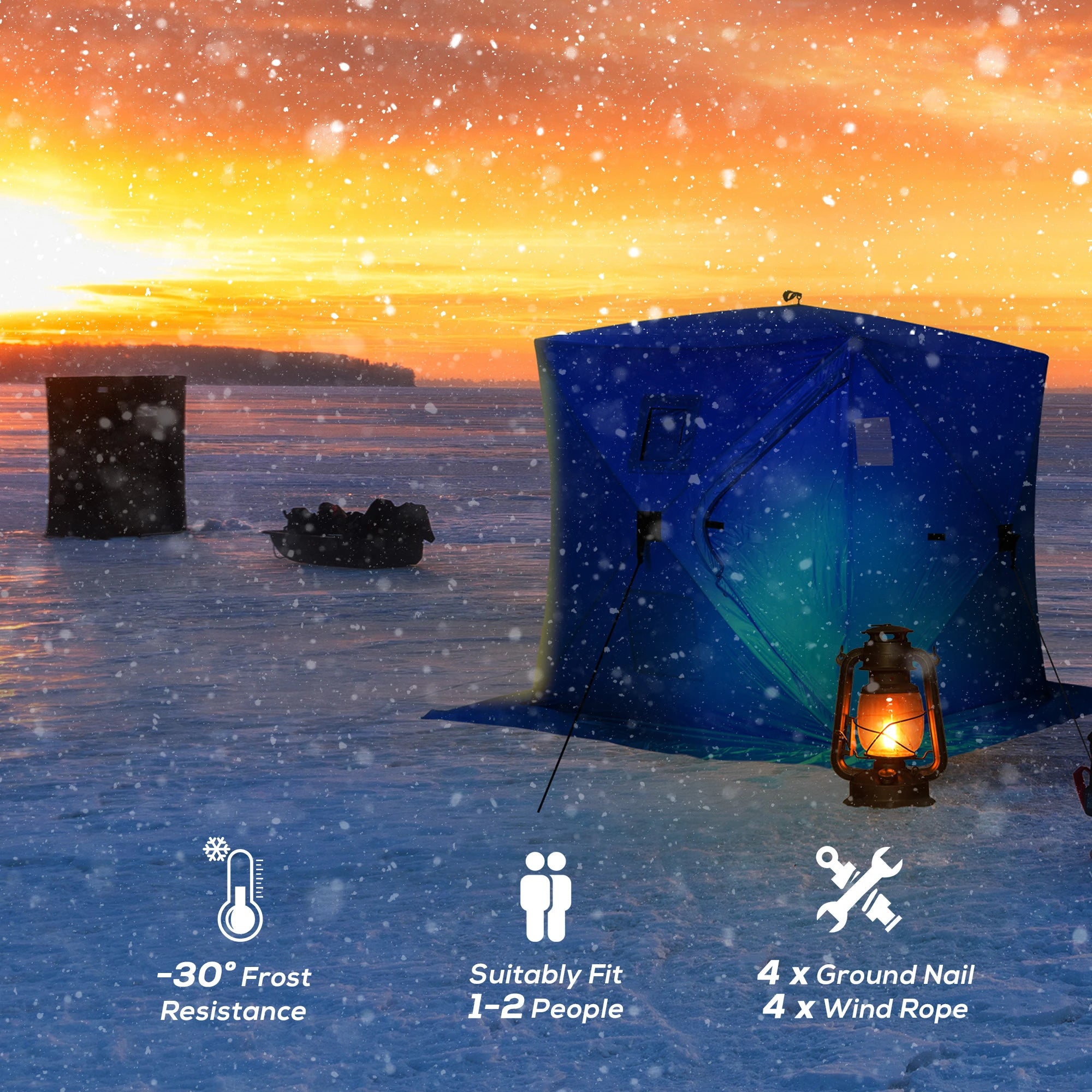 2 Person Pop Up Ice Fishing Tent, with Carry Bag, Blue Ice Fishing Tents at Gallery Canada