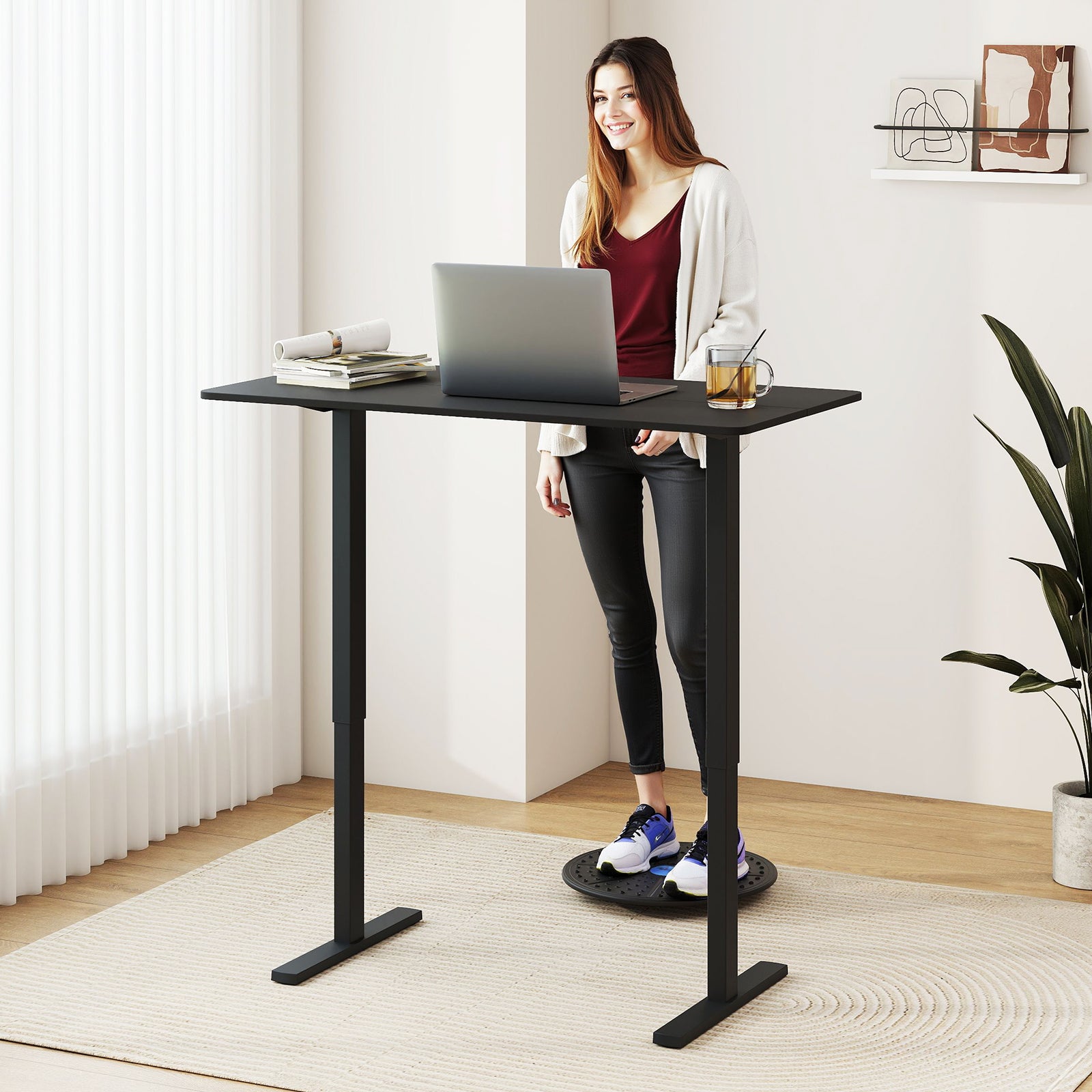 48 Inch x 24 Inch Electric Standing Desk, 3 Memory Settings, Black Standing Desks at Gallery Canada