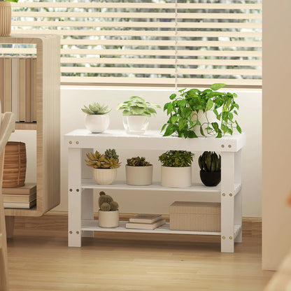 Bamboo Shoe Storage Bench, 3-Tier, 2 Shelves, Holds 6 Pairs, White Shoe Storage Cabinets & Racks at Gallery Canada