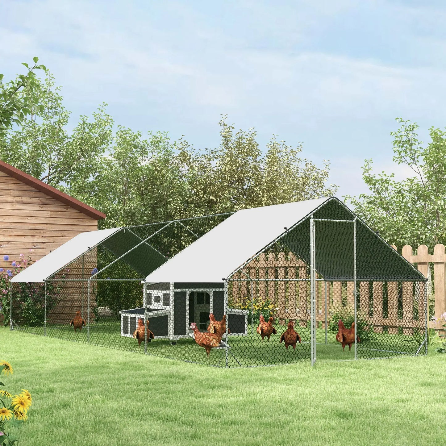 Wooden Chicken Coop With Nesting Box, 6 Chickens, Dark Grey Chicken Coops at Gallery Canada