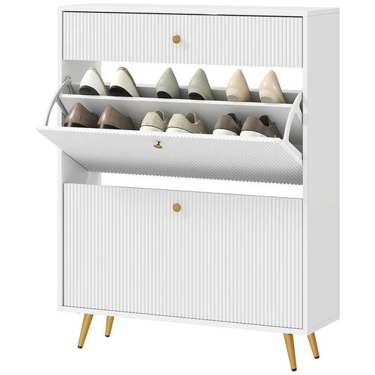 Narrow Shoe Storage Cabinet, Adjustable Shelves, 12 Pairs, White Shoe Storage Cabinets & Racks White at Gallery Canada