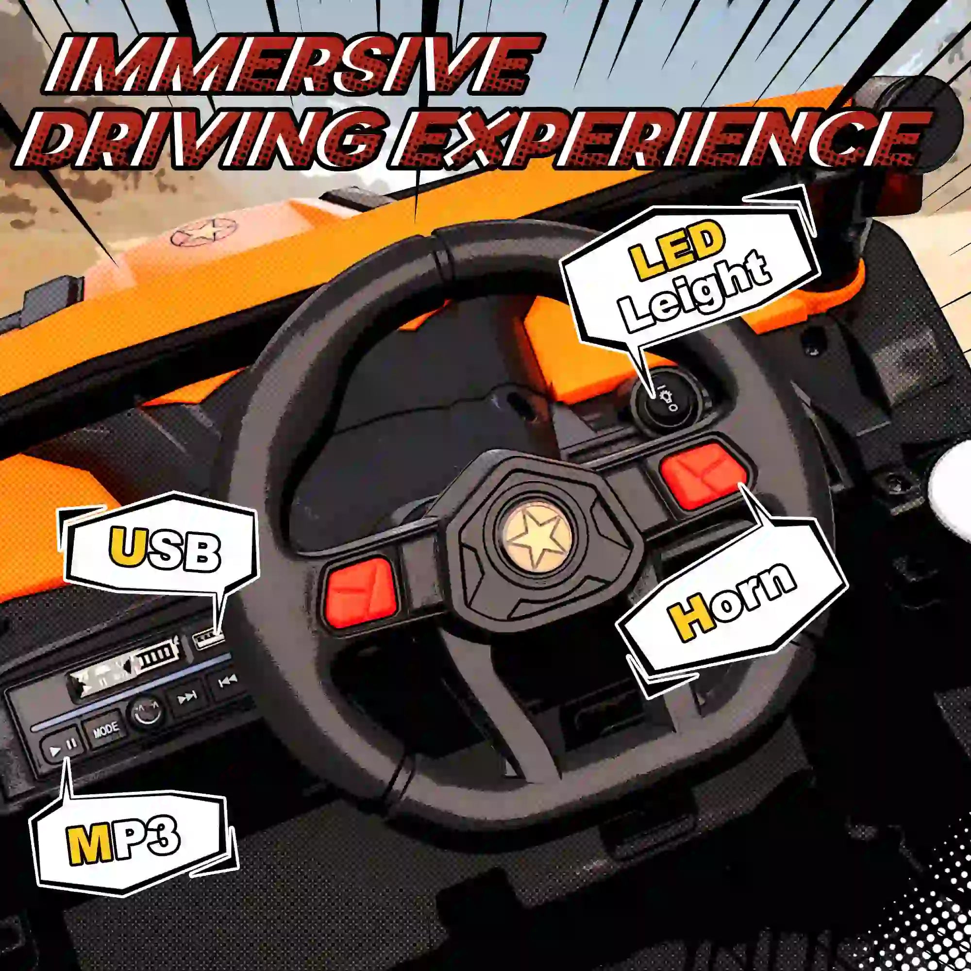 12V Kids Ride On Car, Remote Control, Battery Powered, Orange Electric Toy Cars at Gallery Canada