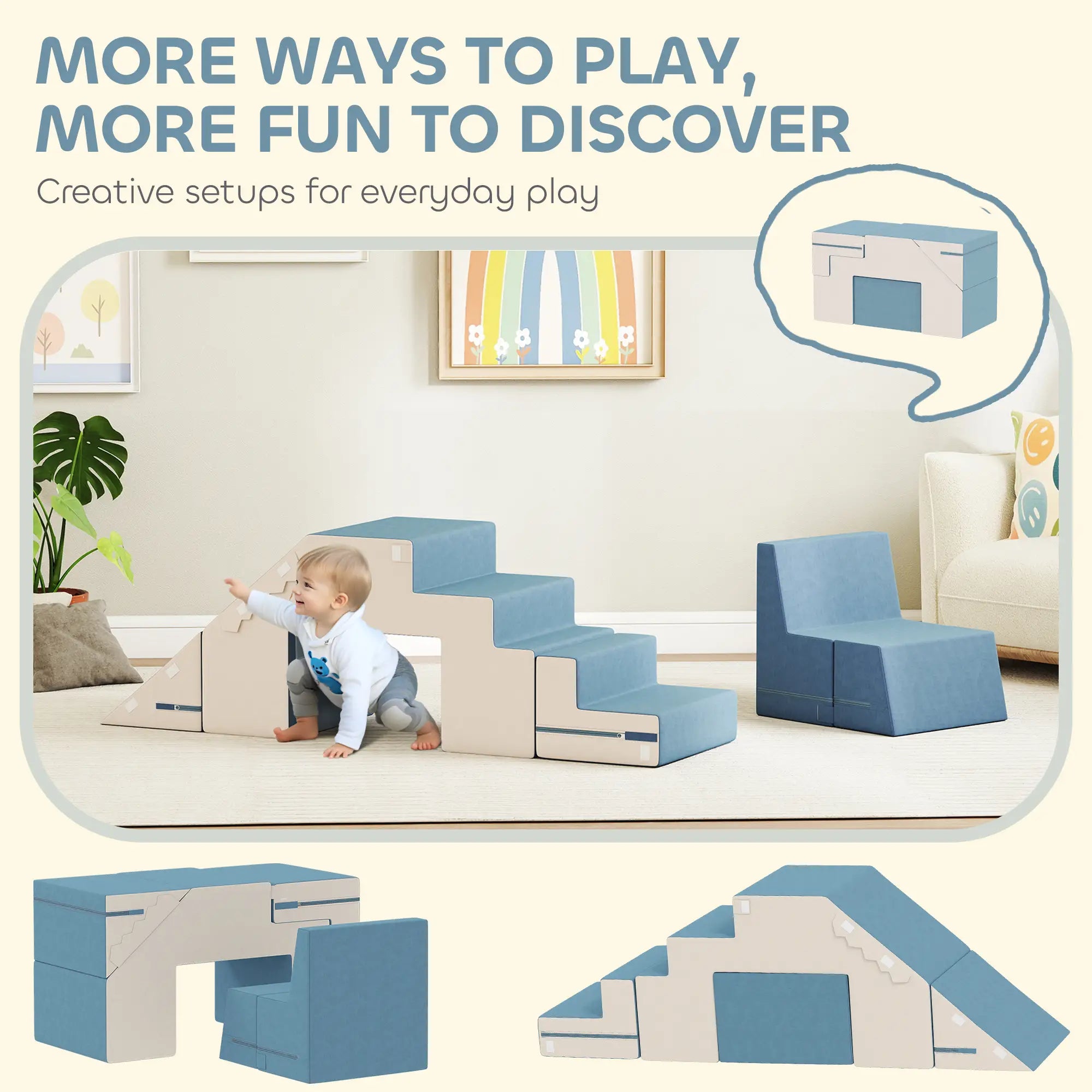 2-Piece Climbing Foam Blocks, Detachable Cover, Indoor Play Set, Blue Kids Gym & Playmats at Gallery Canada