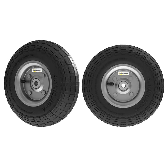 Set Of 2 Pneumatic Wheels, 10" Wheelbarrow Wheels Replacement, Black Garden Accessories Black at Gallery Canada