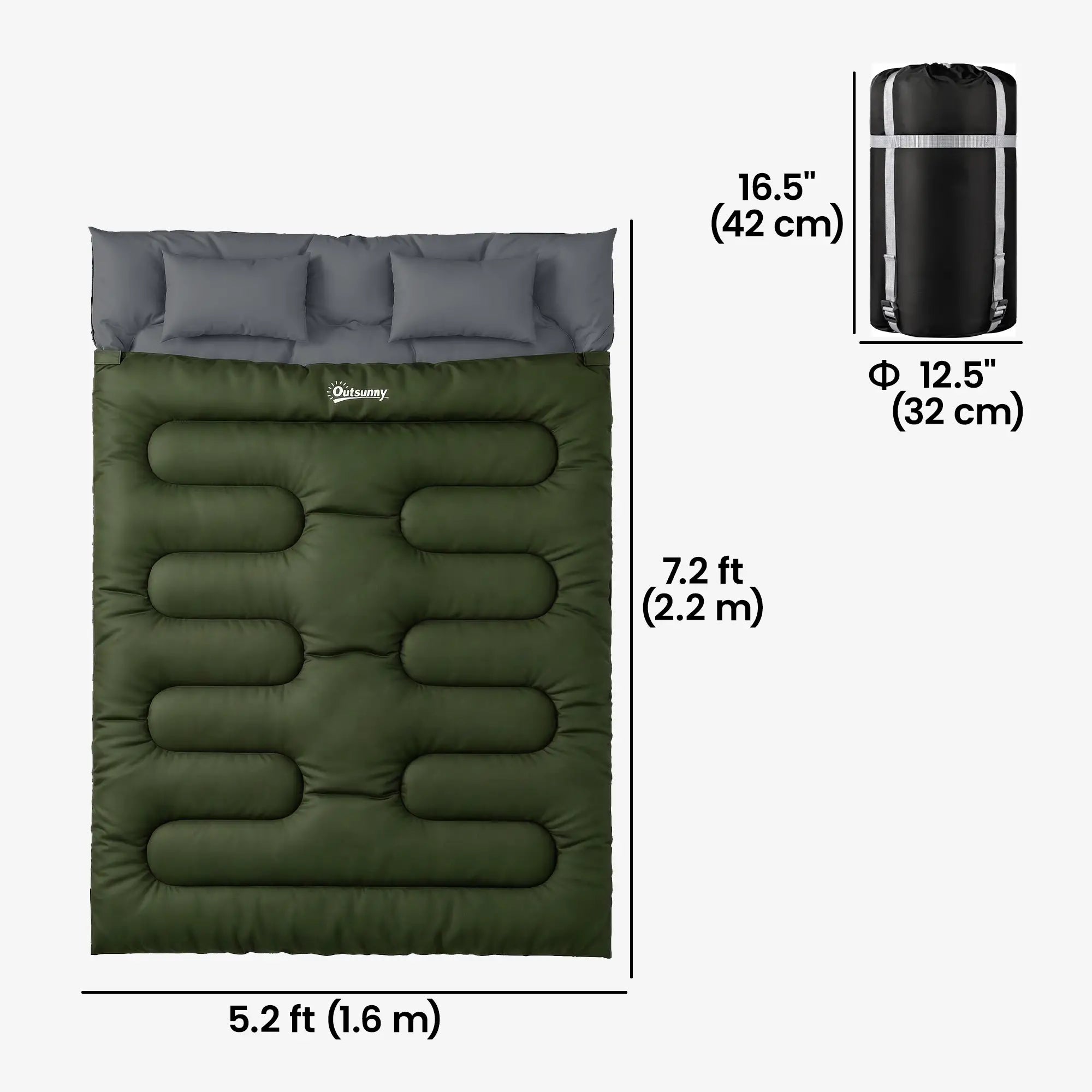 Queen Size, Double Sleeping Bag For Adults, Cold Weather, Green Camping Cots at Gallery Canada