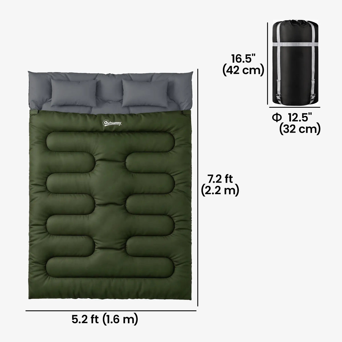 Queen Size, Double Sleeping Bag For Adults, Cold Weather, Green Camping Cots at Gallery Canada