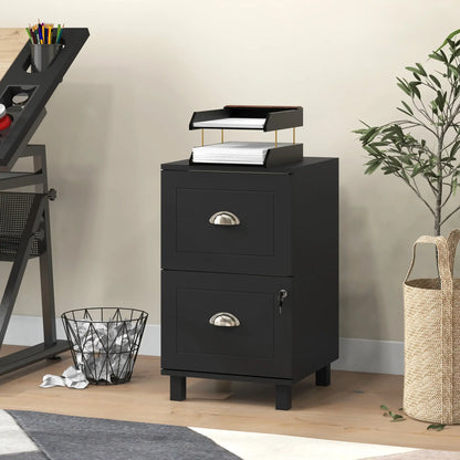 2-Drawer Small Filing Cabinet, Lockable, Adjustable Hanging Bars, Black Office Cabinets & Cupboards at Gallery Canada
