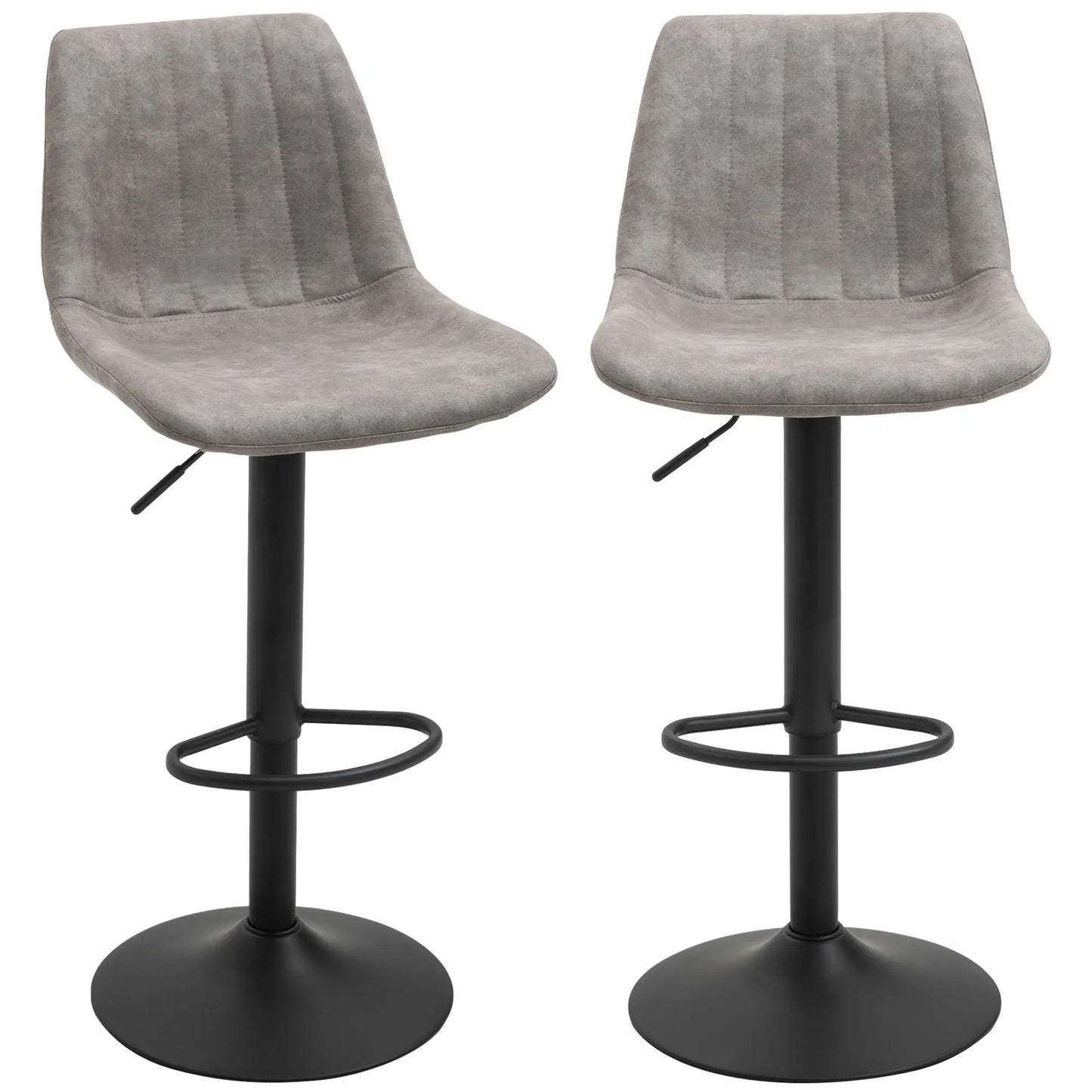 Adjustable Bar Stools Set of 2, Swivel with Back, Footrest, Grey Bar Stools Black and Grey at Gallery Canada