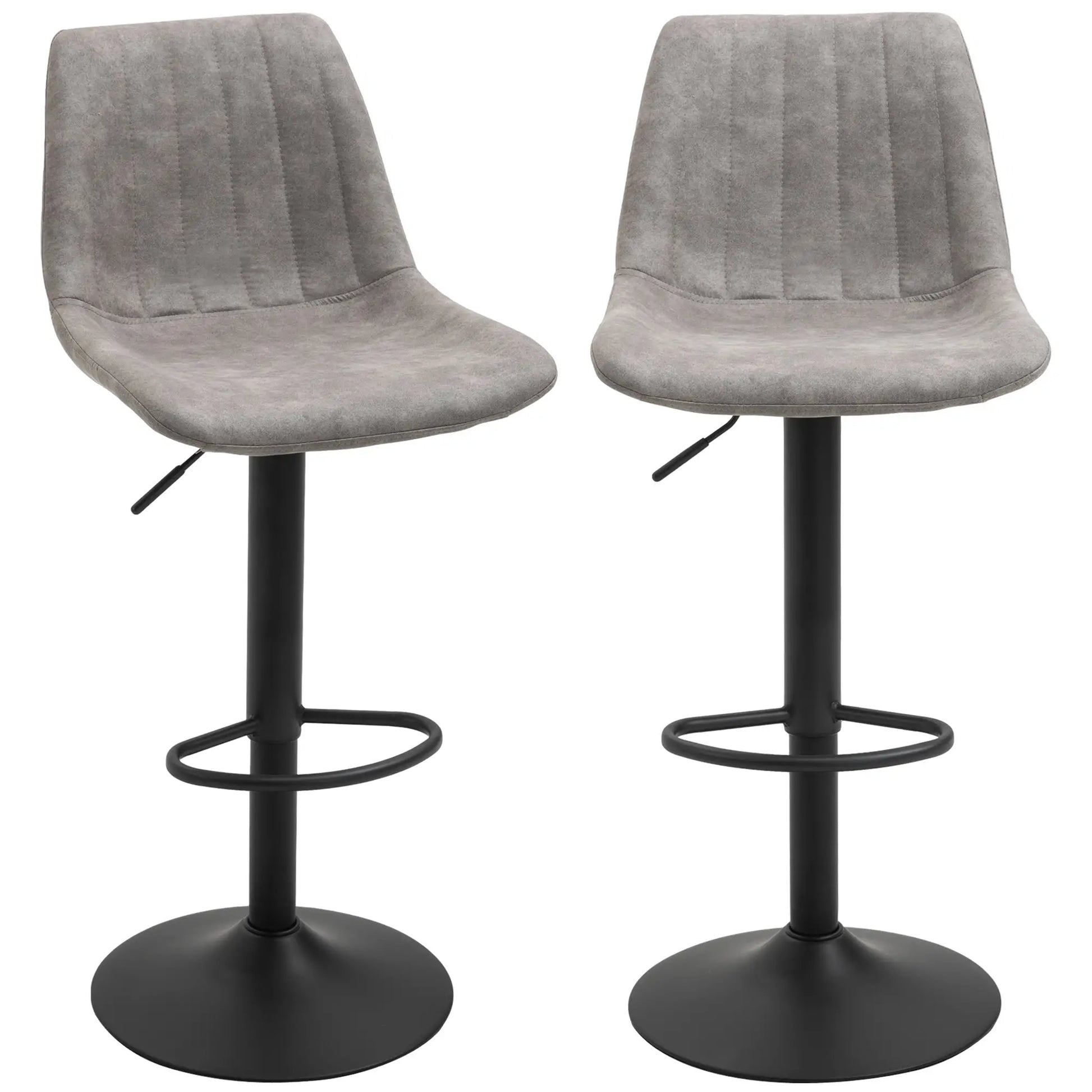 Adjustable Bar Stools Set of 2, Swivel with Back, Footrest, Grey Bar Stools Black and Grey at Gallery Canada