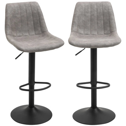 Adjustable Bar Stools Set of 2, Swivel with Back, Footrest, Grey Bar Stools Black and Grey at Gallery Canada