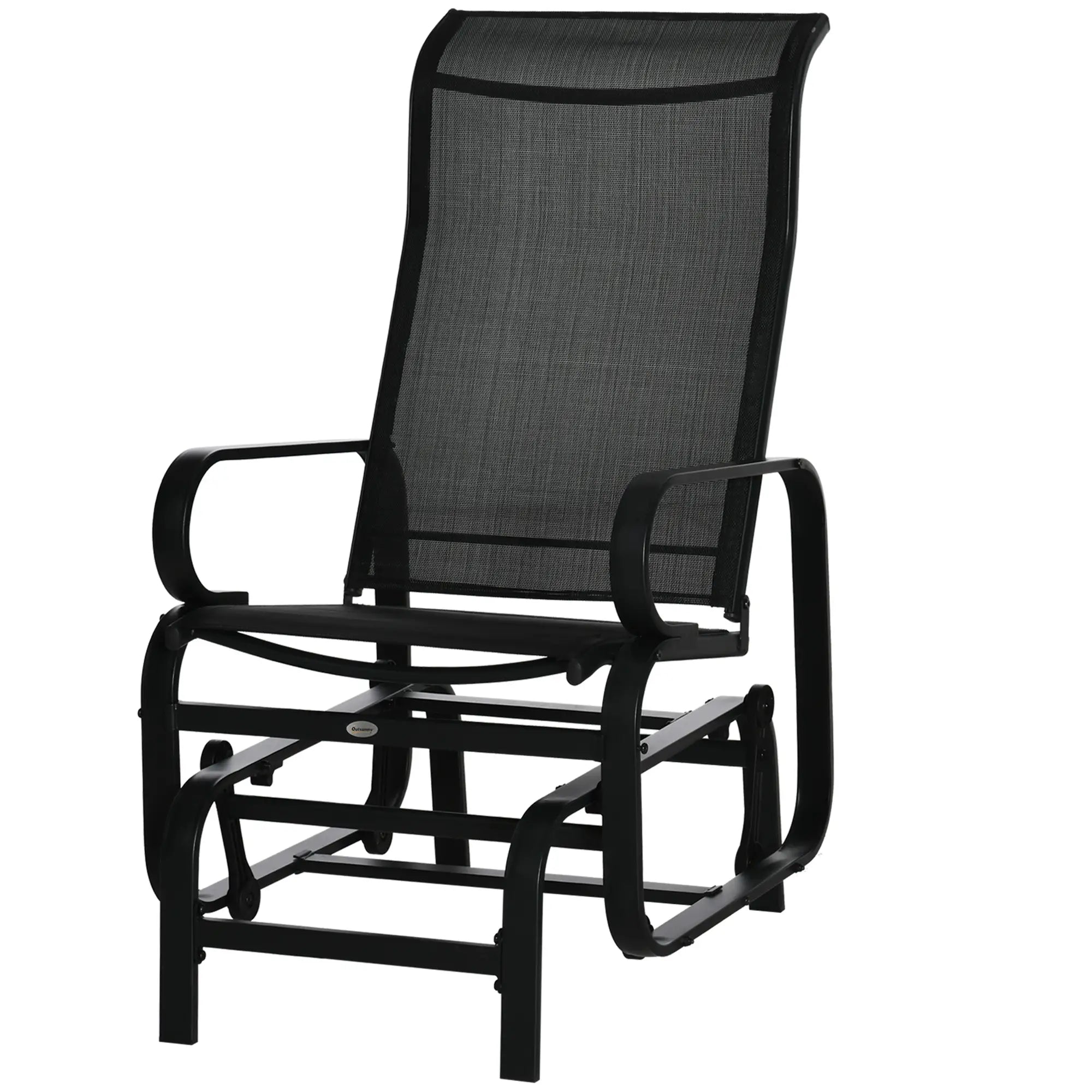 Patio Glider with Breathable Mesh, Outdoor Rocking Chair, Black Outdoor Gliders at Gallery Canada