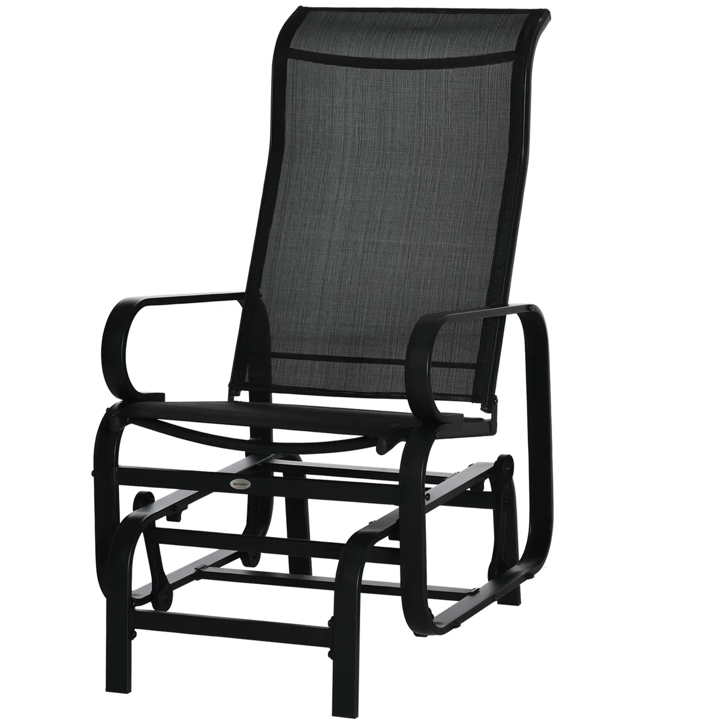 Patio Glider with Breathable Mesh, Outdoor Rocking Chair, Black Outdoor Gliders at Gallery Canada