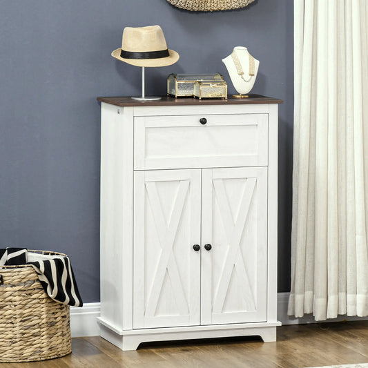 Farmhouse Sideboard Cabinet, Kitchen Living Room Storage, 23.6" x 11.8" x 34.4", White Kitchen Pantry Cabinets White at Gallery Canada