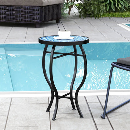 Round Outdoor Table, Patio Bistro Coffee Table, Mosaic Top, Steel Frame Patio Side Tables at Gallery Canada