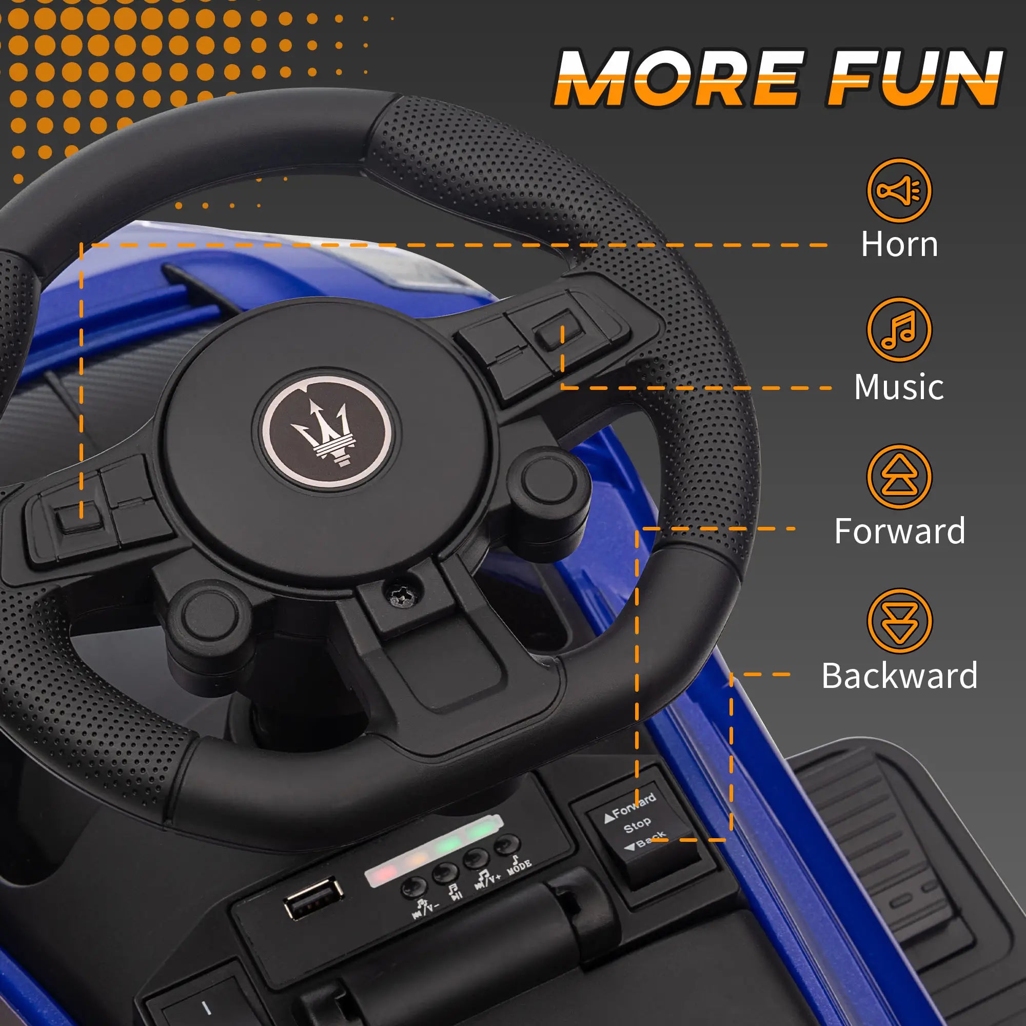 6V Maserati GT2 Electric Car for Kids, Blue Electric Toy Cars at Gallery Canada