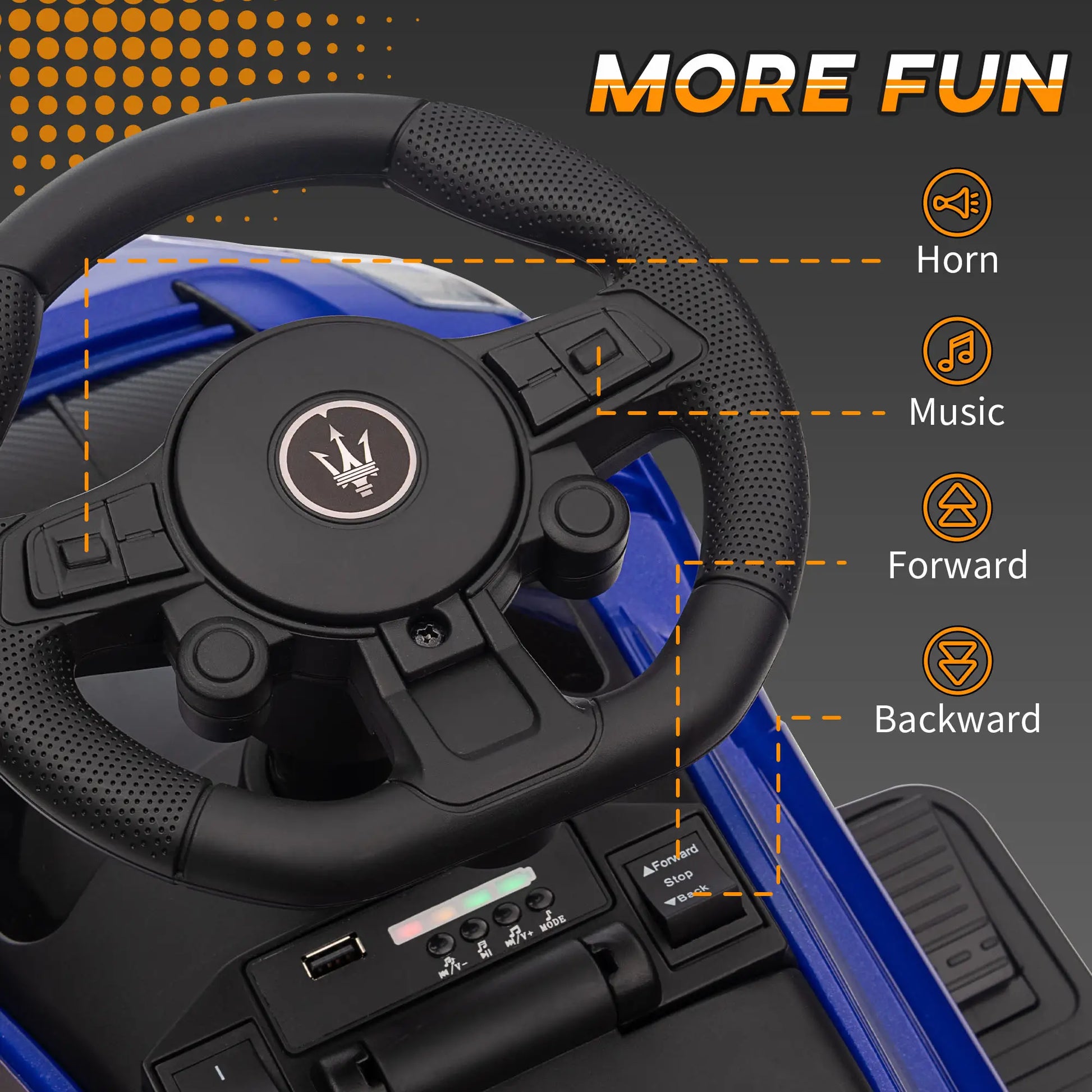 6V Maserati GT2 Electric Car for Kids, Blue Electric Toy Cars at Gallery Canada