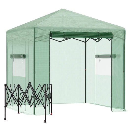 8' x 6' Portable Pop Up Greenhouse, Outdoor Walk-in, Green Walk In Greenhouses Dark Green at Gallery Canada