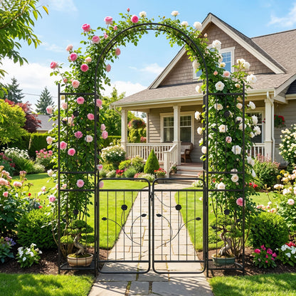 Garden Arch With Gate, Planter Shelves, Trellises, 87-Inch Plant Supports at Gallery Canada