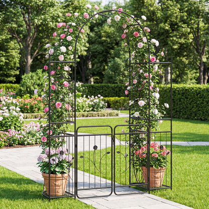 Garden Arch With Gate, Planter Shelves, Trellises, 87-Inch Plant Supports at Gallery Canada