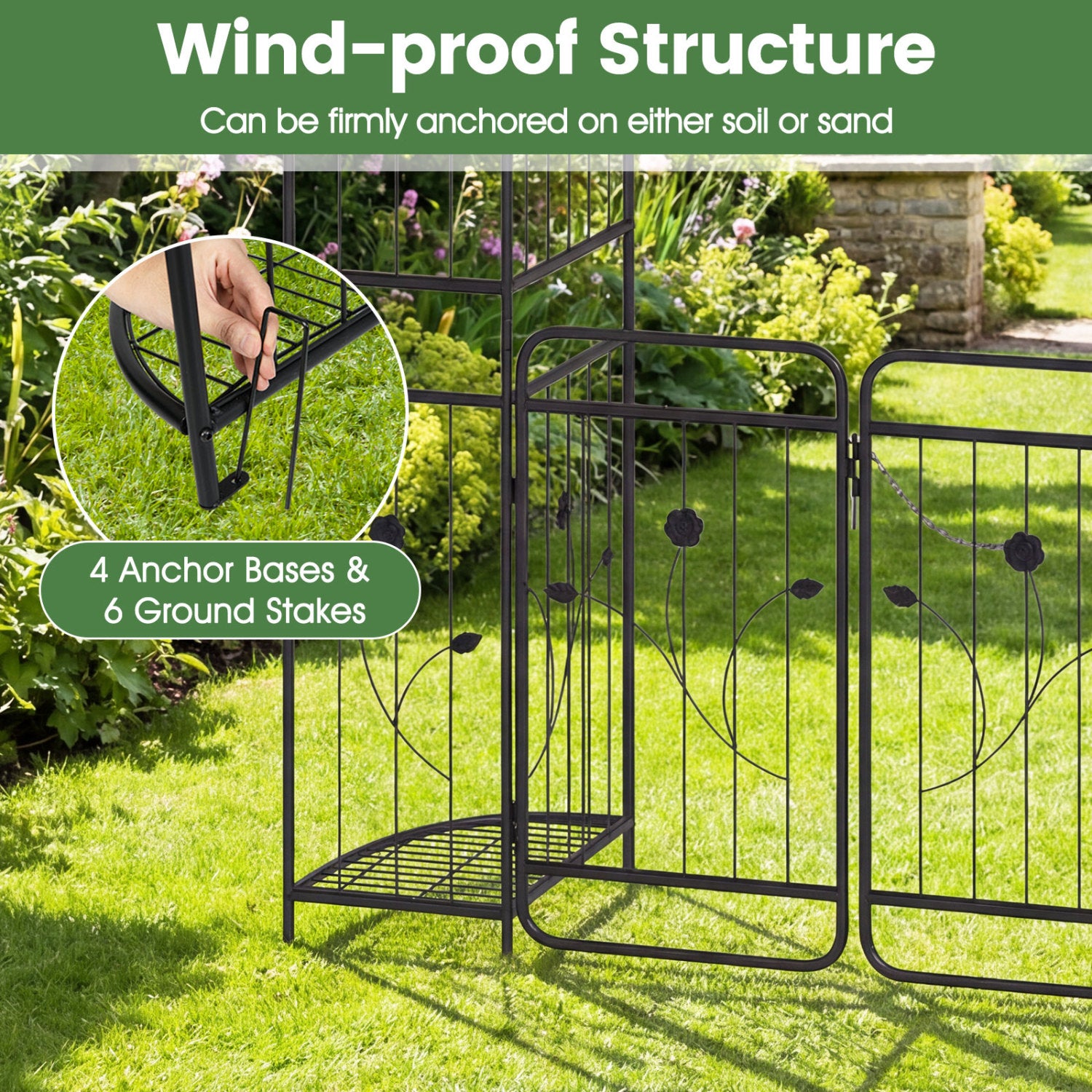 Garden Arch With Gate, Planter Shelves, Trellises, 87-Inch Plant Supports at Gallery Canada