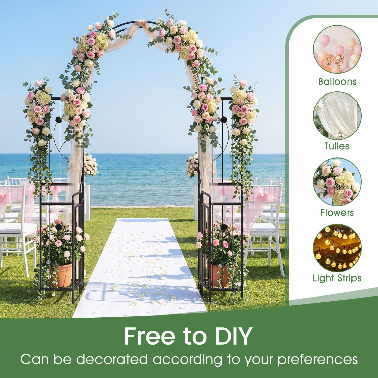 Garden Arch With Gate, Planter Shelves, Trellises, 87-Inch Plant Supports at Gallery Canada
