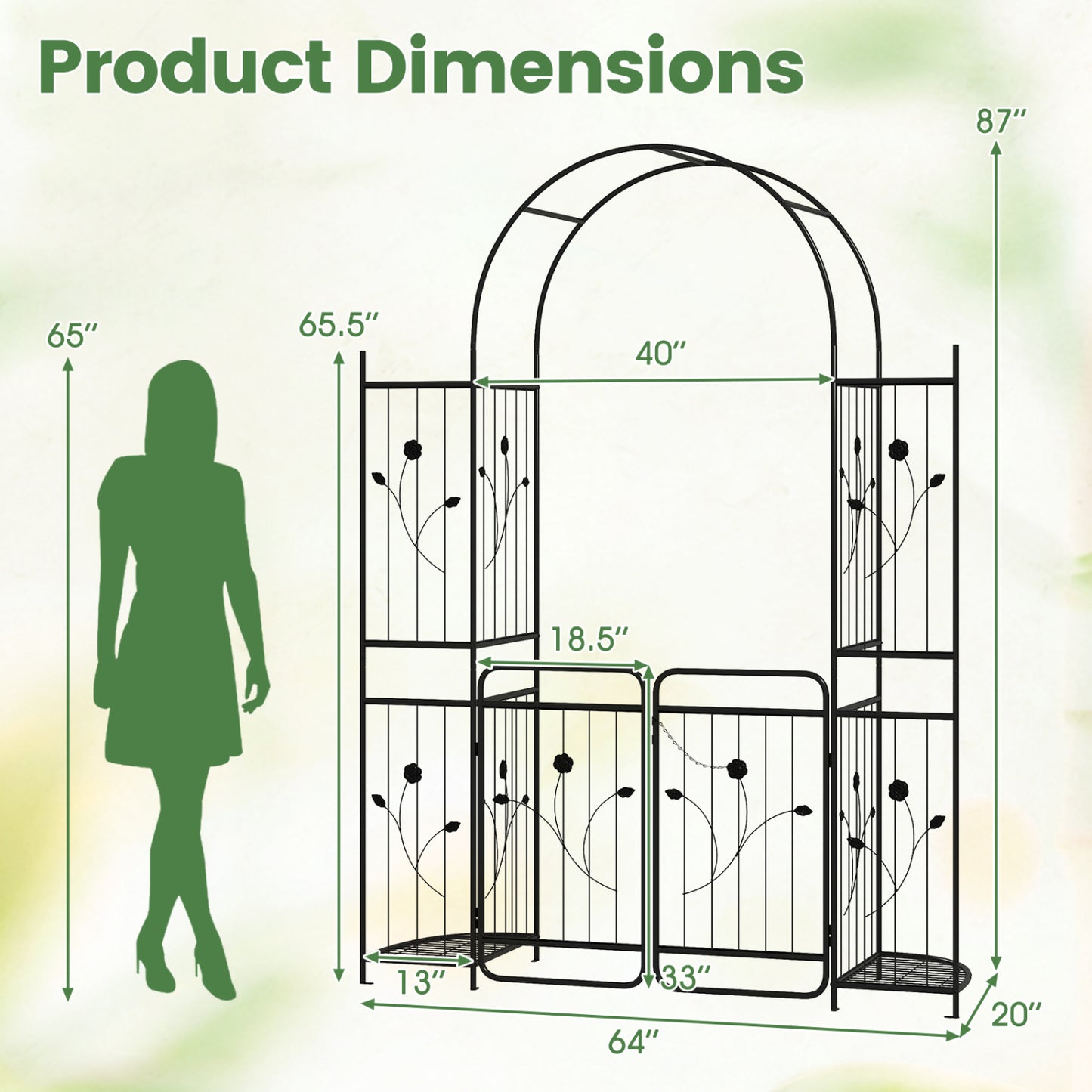 Garden Arch With Gate, Planter Shelves, Trellises, 87-Inch Plant Supports at Gallery Canada