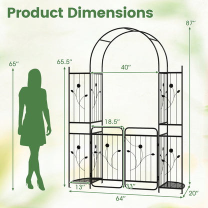 Garden Arch With Gate, Planter Shelves, Trellises, 87-Inch Plant Supports at Gallery Canada
