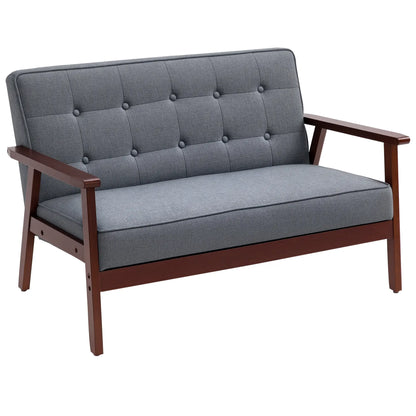 44.5" 2 Seat Sofa, Modern Upholstered Loveseat, Button Tufted Back, Wood Legs, Grey 2-Seater Sofas at Gallery Canada