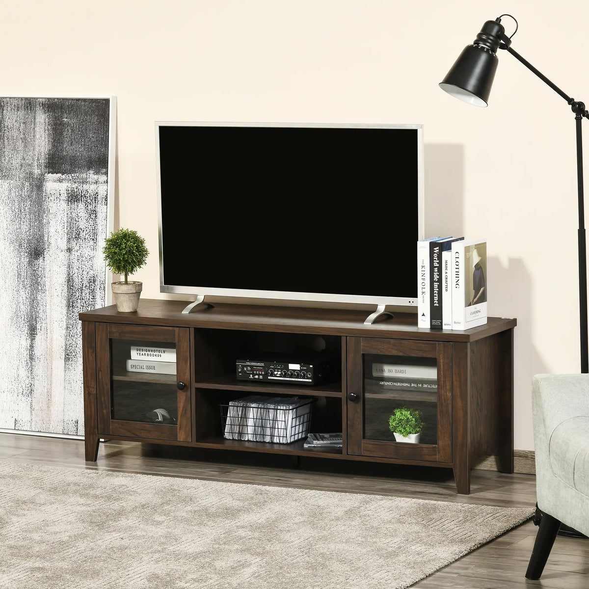 Fireplace TV Stand for TVs up to 60 Inches, Wood Cabinet with Storage TV Stands at Gallery Canada