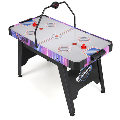 56 Inch Air Hockey Table, LED Digital Scoreboard, 12V Motor, White Game Room White at Gallery Canada