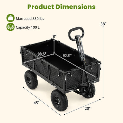 880 Lbs Utility Wagon, Flatbed With Removable Oxford Cloth Liner, Black Garden Carts at Gallery Canada