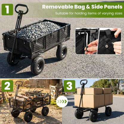 880 Lbs Utility Wagon, Flatbed With Removable Oxford Cloth Liner, Black Garden Carts at Gallery Canada