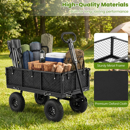 880 Lbs Utility Wagon, Flatbed With Removable Oxford Cloth Liner, Black Garden Carts at Gallery Canada