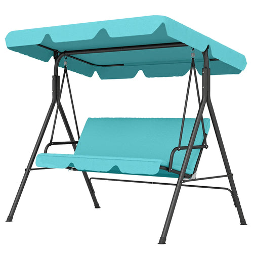 3-Seater Outdoor Porch Swing, Adjustable Canopy, Teal