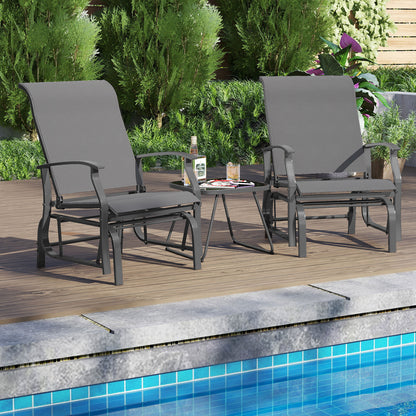 Outdoor Glider Chairs Set of 2 with Ergonomic Backrest and Seat, Gray Patio Rocking Chairs & Gliders at Gallery Canada