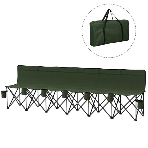 6 Seat Folding Camping Chair, Cup Holder, Carrying Case, Dark Green