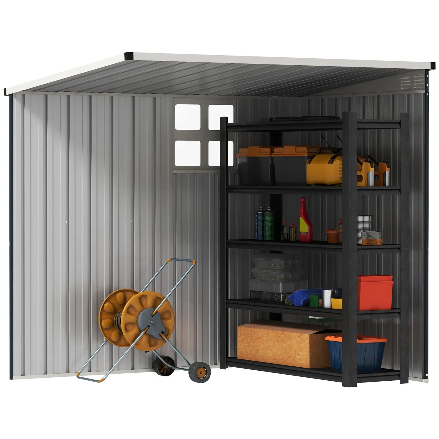 4' x 6' Outdoor Storage Shed, Metal Garden Shed with Window Sheds at Gallery Canada
