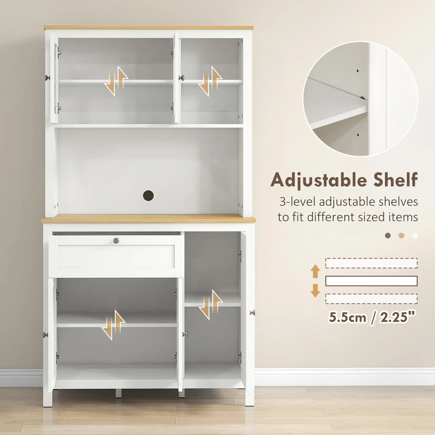 5-Door Kitchen Pantry Cabinet, Freestanding Storage Cabinet Cupboard with Adjustable Shelves, 71" Kitchen Pantry Cabinets at Gallery Canada