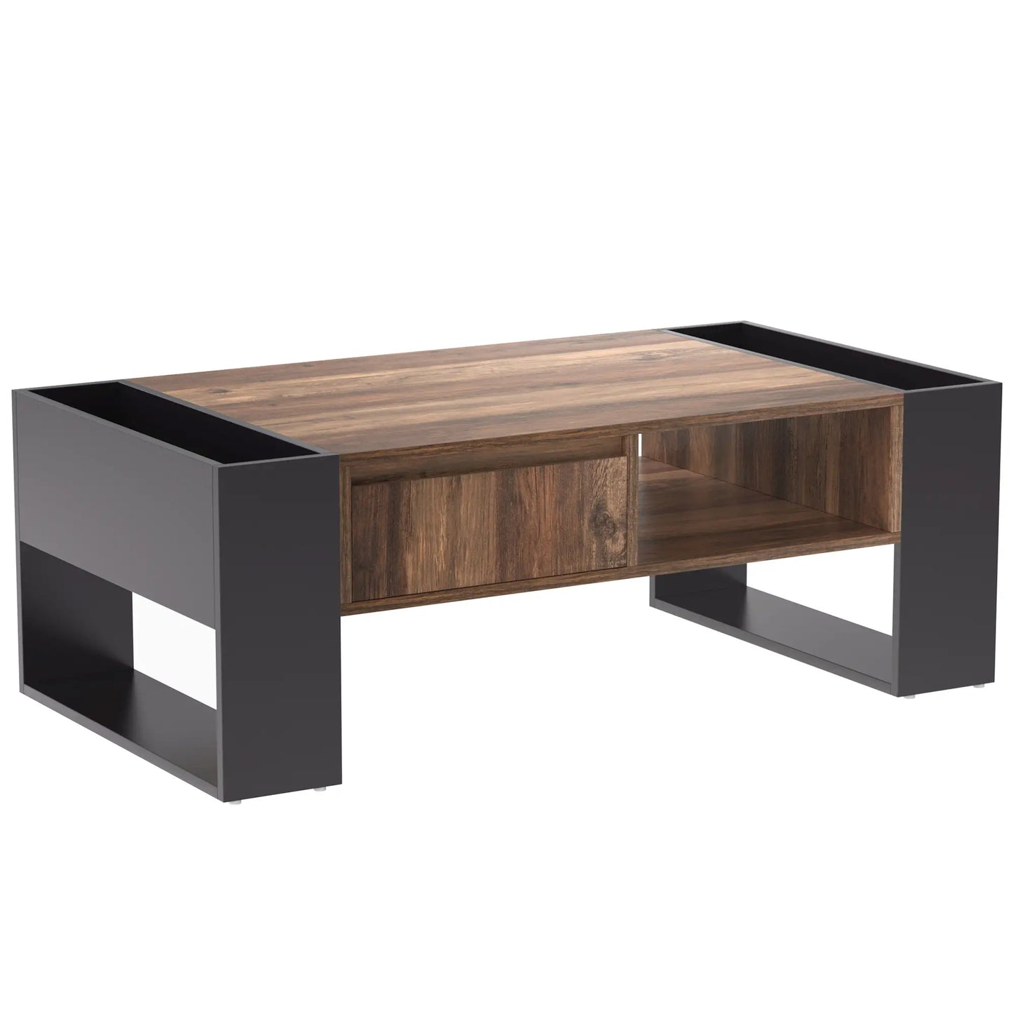 Grain Coffee Table, Double Storage, 43.5" L x 23.5" W x 15.5" H, Grey+Wood Coffee Tables at Gallery Canada