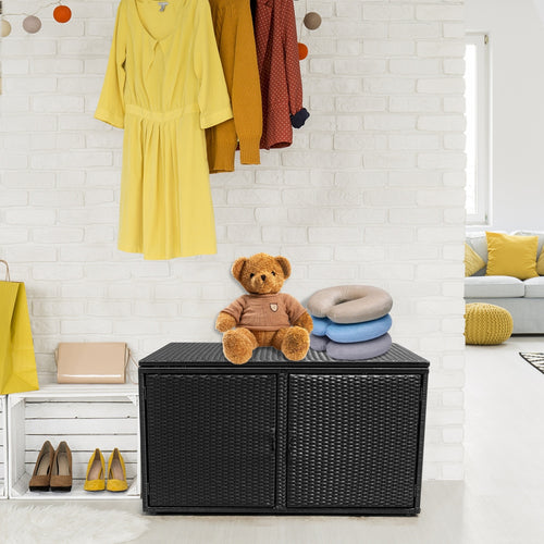 88 Gallon Rattan Storage Container Box, Black