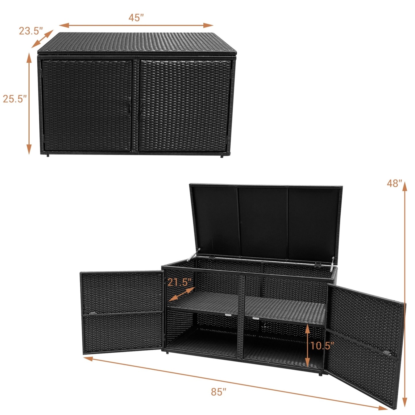88 Gallon Rattan Storage Container Box, Black Sheds & Outdoor Storage at Gallery Canada