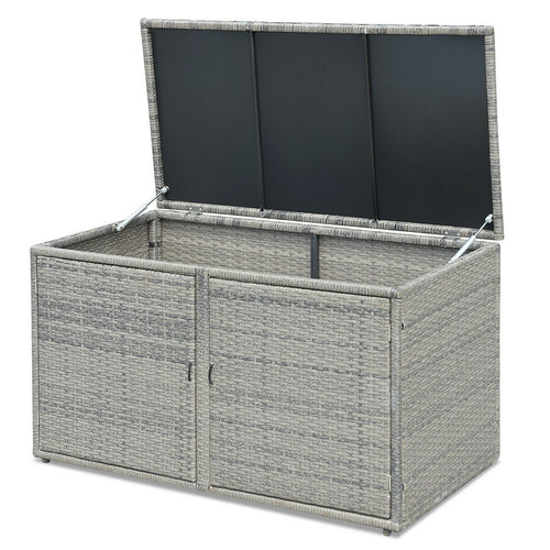 88 Gallon Rattan Storage Container Box, Gray
