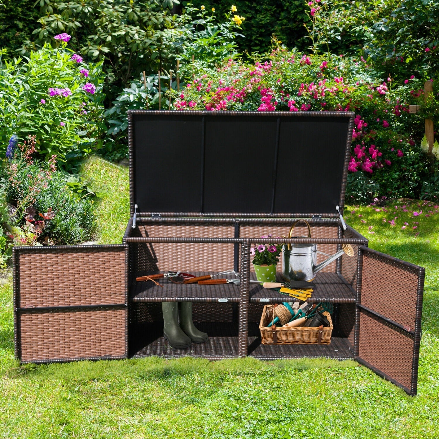 88 Gallon Rattan Storage Container Box, Brown Sheds & Outdoor Storage at Gallery Canada