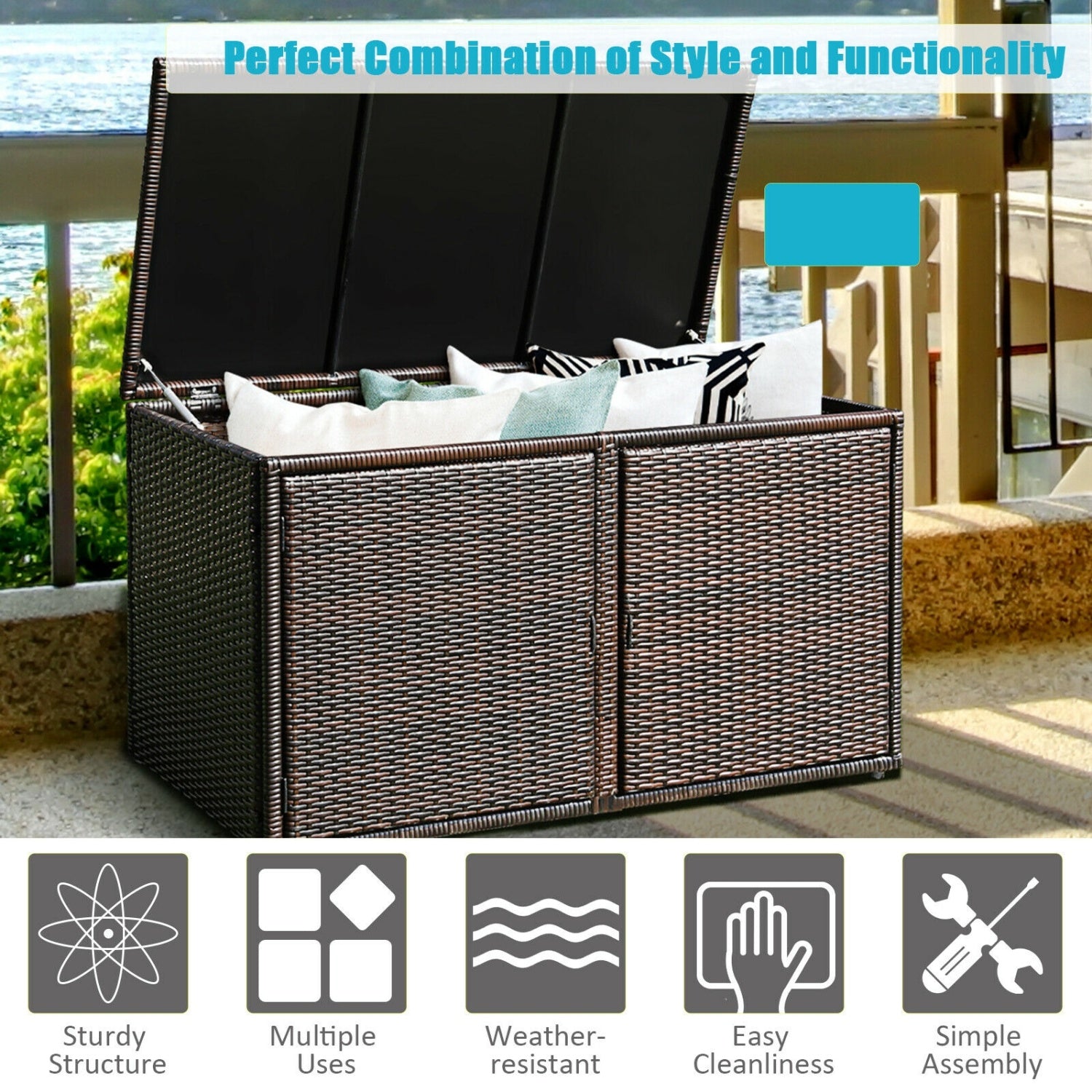88 Gallon Rattan Storage Container Box, Brown Sheds & Outdoor Storage at Gallery Canada